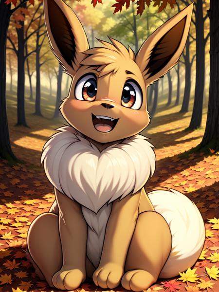 26938-3155170079-Eevee, Eevee tail, Eevee ears, smile, open mouth, (sitting_1.1), looking at viewer, autumn, forest, trees,.png